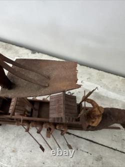 Vintage Rare Chinese Dragon Wugongchuan Model Boat Teakwood