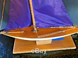 Vintage Rare English Wood Boat Toy Model Wooden Pond Yacht Sail Boat 20 Tall