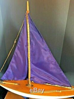 Vintage Rare English Wood Boat Toy Model Wooden Pond Yacht Sail Boat 20 Tall