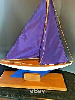 Vintage Rare English Wood Boat Toy Model Wooden Pond Yacht Sail Boat 20 Tall