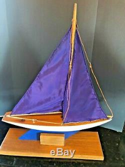 Vintage Rare English Wood Boat Toy Model Wooden Pond Yacht Sail Boat 20 Tall