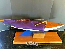 Vintage Rare English Wood Boat Toy Model Wooden Pond Yacht Sail Boat 20 Tall