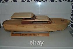 Vintage Rc 63' Motor Yacht Partially Built Wood Model Boat From A Sterling Kit