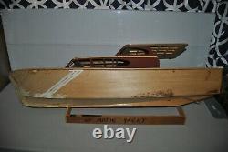 Vintage Rc 63' Motor Yacht Partially Built Wood Model Boat From A Sterling Kit