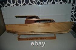 Vintage Rc 63' Motor Yacht Partially Built Wood Model Boat From A Sterling Kit