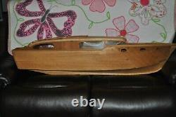 Vintage Rc Corvette Large Partially Built Wood Model Boat From A Sterling Kit