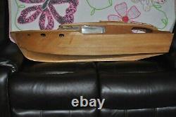 Vintage Rc Corvette Large Partially Built Wood Model Boat From A Sterling Kit