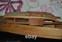 Vintage Rc Corvette Large Partially Built Wood Model Boat From A Sterling Kit