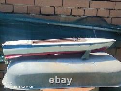 Vintage Speed Boat Toy Model Handmade Wood Metal Large Heavy Parts