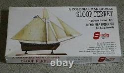 Vintage Sterling Model A Colonial Man Of War Sloop Ferret Wood Ship Model Kit