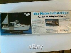 Vintage THE MAINE LOBSTER BOAT All Wooden Display Model Wood Midwest Open box