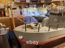 Vintage WWII era Wood U. S. Navy PT Boat Model Ship Folk Art 27 Long