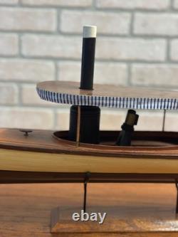 Vintage Wisconsin Mississippi River Wooden Boat Model Wood Ship with Stand