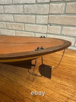Vintage Wisconsin Mississippi River Wooden Boat Model Wood Ship with Stand
