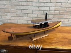 Vintage Wisconsin Mississippi River Wooden Boat Model Wood Ship with Stand