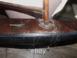 Vintage Wood Homemade 29 Pond Sailboat 45'' Mast Brass Rudder & Brass On Deck