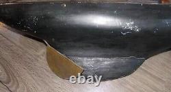 Vintage Wood Homemade 29 Pond Sailboat 45'' Mast Brass Rudder & Brass On Deck