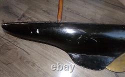 Vintage Wood Homemade 29 Pond Sailboat 45'' Mast Brass Rudder & Brass On Deck
