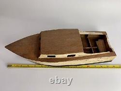 Vintage Wood Model Kit Motorized Speed Boat Hull for Completion/Resto/Display
