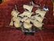 Vintage Wood Model Ship Spanish Galleon Sail Boat 21 X 15