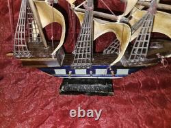 Vintage Wood Model Ship Spanish Galleon Sail Boat 21 X 15