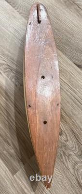 Vintage Wood Pond Yacht Boat Hull Antique Hand Carved Model Braine Steering Gear