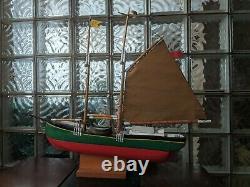 Vintage Wood Schooner SHIP WEATHERVANE Pond Yacht Model Boat 32x27 Mystic CT