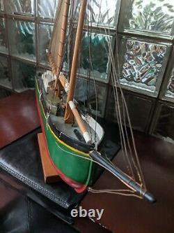 Vintage Wood Schooner SHIP WEATHERVANE Pond Yacht Model Boat 32x27 Mystic CT