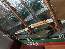 Vintage Wood Schooner SHIP WEATHERVANE Pond Yacht Model Boat 32x27 Mystic CT