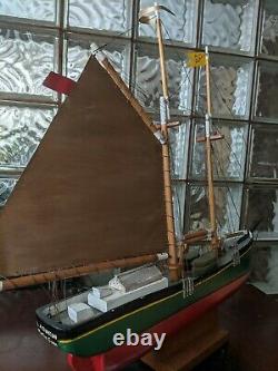 Vintage Wood Schooner SHIP WEATHERVANE Pond Yacht Model Boat 32x27 Mystic CT