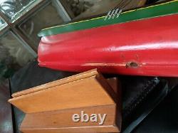 Vintage Wood Schooner SHIP WEATHERVANE Pond Yacht Model Boat 32x27 Mystic CT