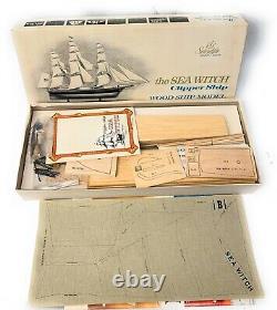 Vintage Wood Scientific Model The Sea Witch Clipper Ship Unbuilt Complete w. Box