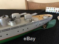 Vintage Wood Toy Boat Italian Submarine Ventura Tc17 Battery Operated Model