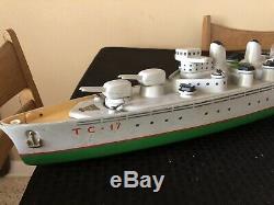 Vintage Wood Toy Boat Italian Submarine Ventura Tc17 Battery Operated Model