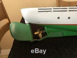 Vintage Wood Toy Boat Italian Submarine Ventura Tc17 Battery Operated Model