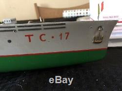 Vintage Wood Toy Boat Italian Submarine Ventura Tc17 Battery Operated Model