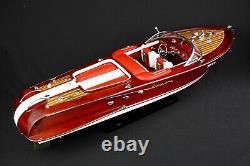 Vintage Wooden Handmade Ship Model 116 Red Riva Aquarama Speed Boat Italian 21