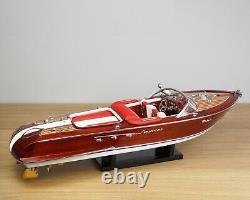 Vintage Wooden Handmade Ship Model 116 Red Riva Aquarama Speed Boat Italian 21