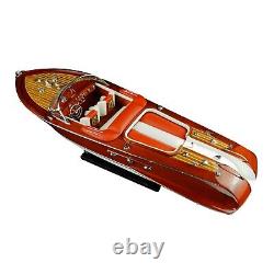 Vintage Wooden Handmade Ship Model 116 Red Riva Aquarama Speed Boat Italian 21