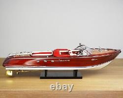 Vintage Wooden Handmade Ship Model 116 Red Riva Aquarama Speed Boat Italian 21