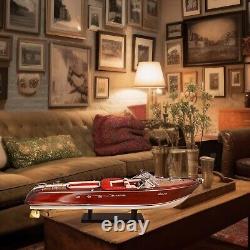 Vintage Wooden Handmade Ship Model 116 Red Riva Aquarama Speed Boat Italian 21