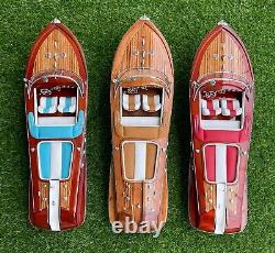 Vintage Wooden Handmade Ship Model 116 Red Riva Aquarama Speed Boat Italian 21