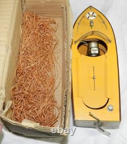 Vintage Wooden Model Boat in box Battery operated Made in Japan