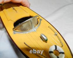Vintage Wooden Model Boat in box Battery operated Made in Japan