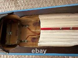 Vintage Wooden Model Boat with Electric Famous Motor Untested