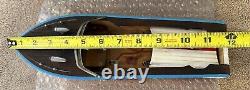 Vintage Wooden Model Boat with Electric Famous Motor Untested