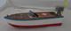 Vintage Wooden Model Motor Boat With Motor Untested Made In Japan