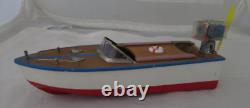 Vintage Wooden Model Motor Boat With Motor Untested Made In Japan