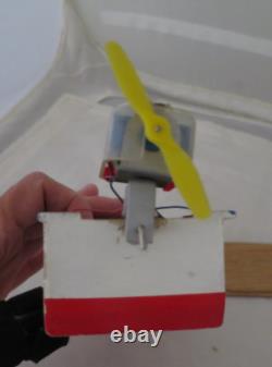 Vintage Wooden Model Motor Boat With Motor Untested Made In Japan