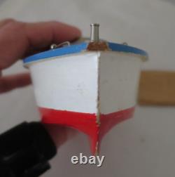 Vintage Wooden Model Motor Boat With Motor Untested Made In Japan